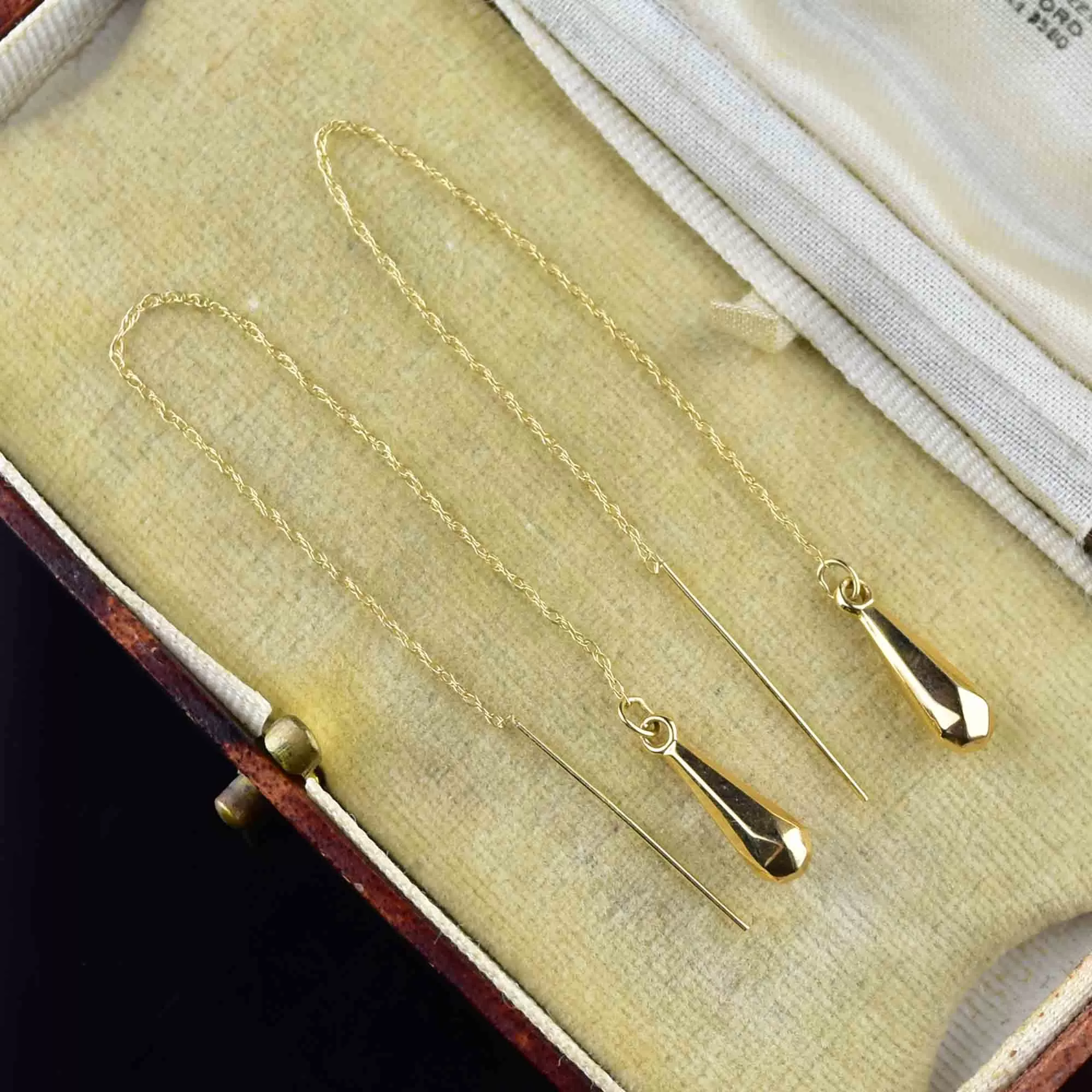 Vintage 14K Gold Teardrop Threader Earrings