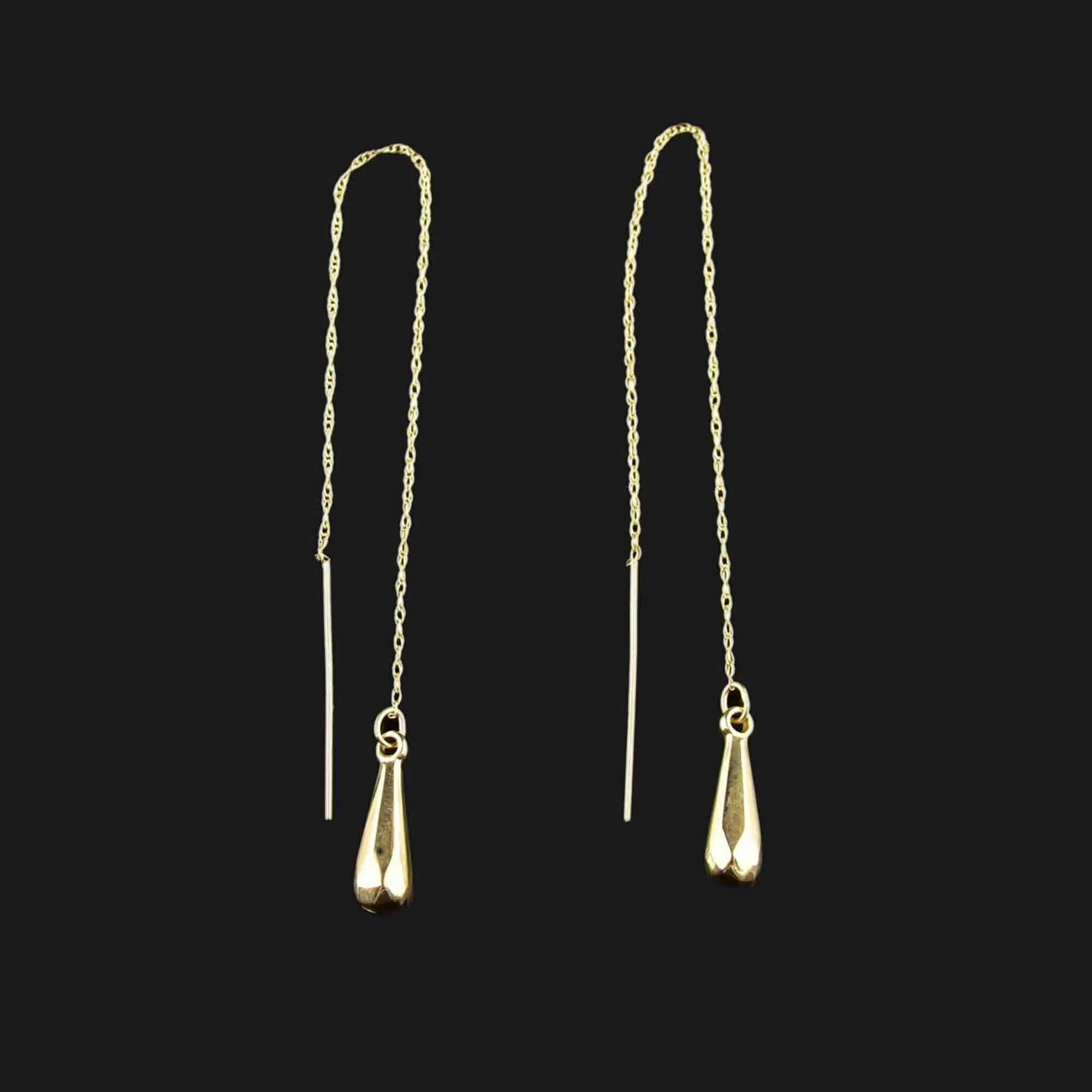 Vintage 14K Gold Teardrop Threader Earrings