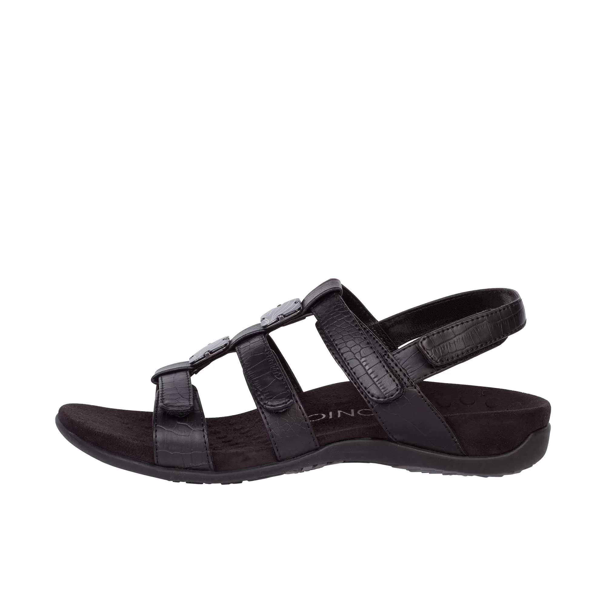 Vionic Womens Amber Adjustable Sandal Black Crocodile