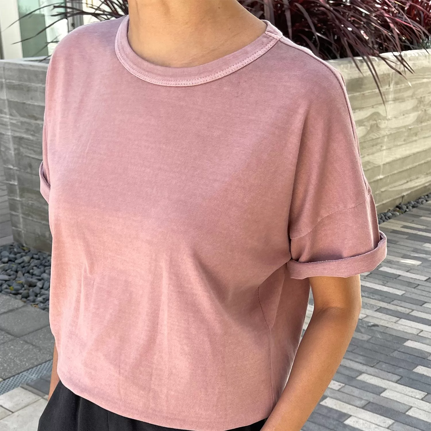 Womens Cotton Her Tee - Dried Rose