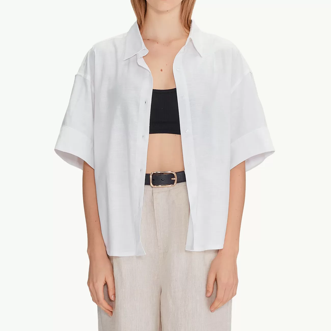 Women's Linen Boyfriend Shirt - White