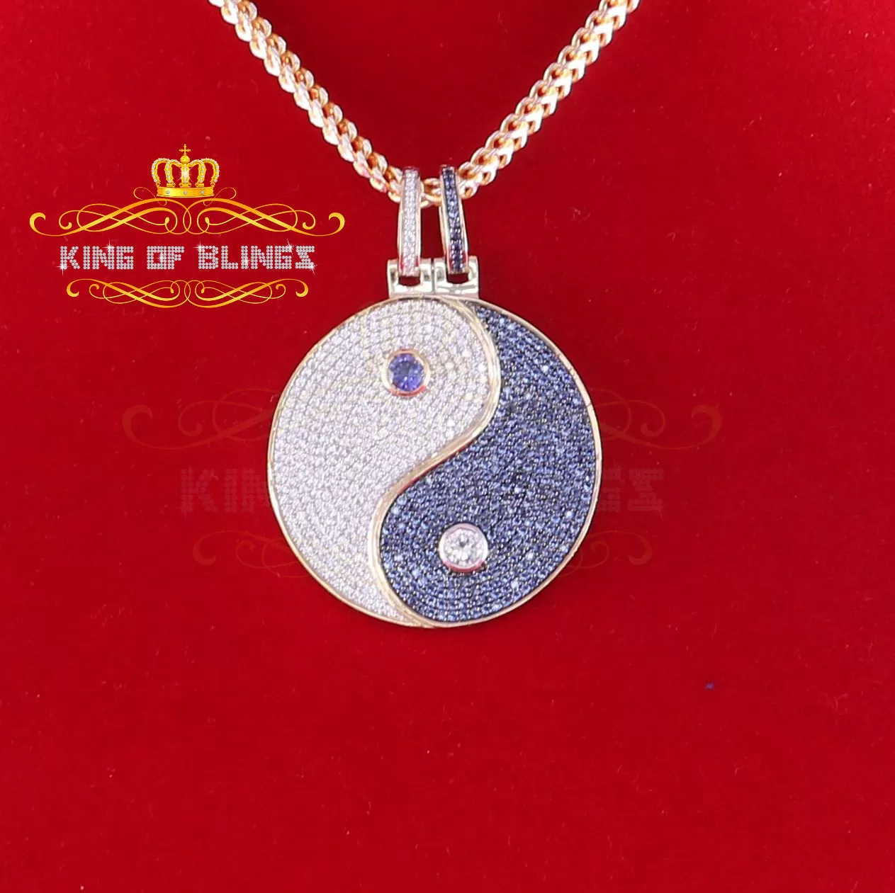 Yellow 925 Sterling Silver Taoism Sign Pendant with 7.72ct Cubic Zirconia