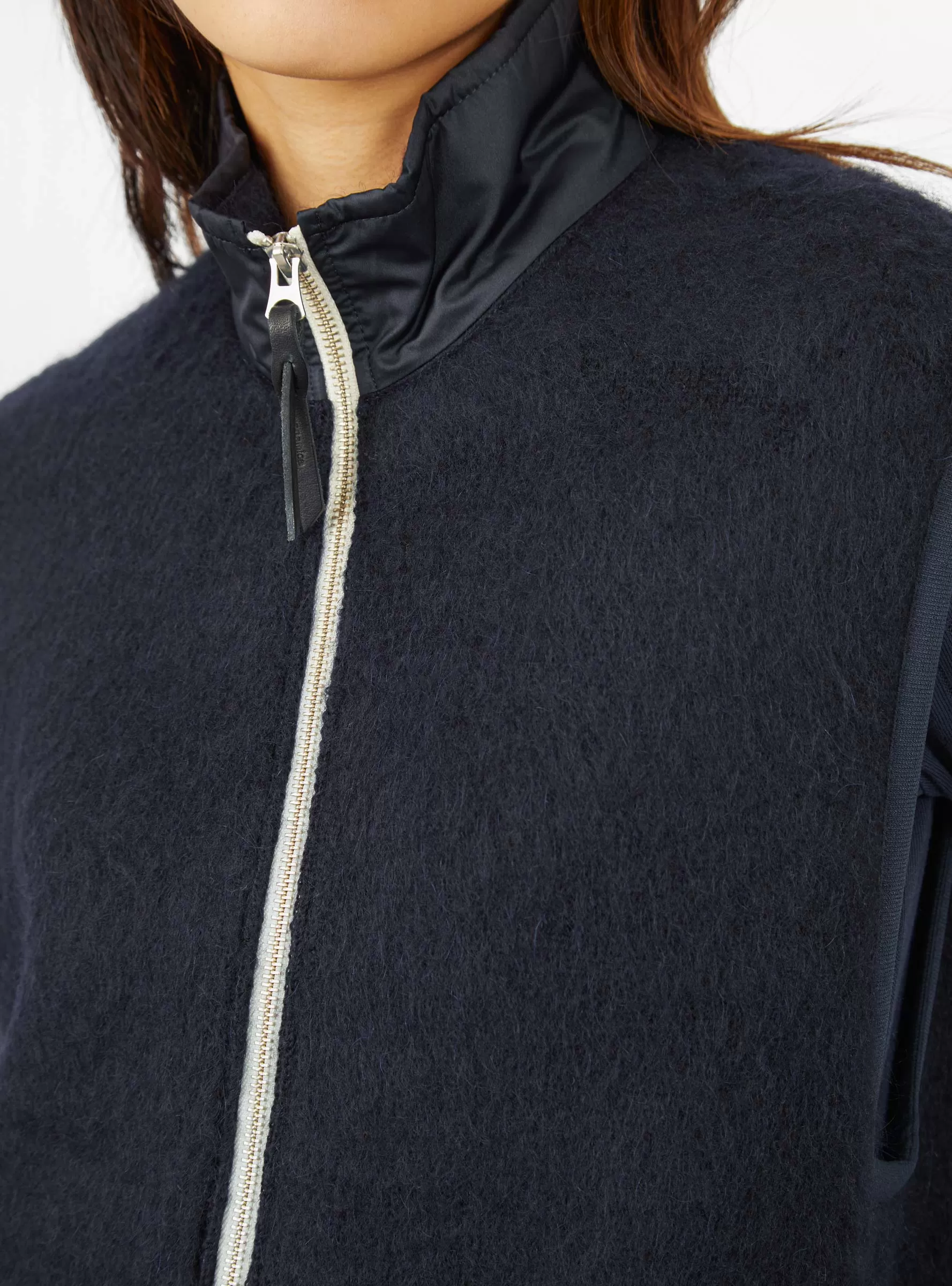 Zip-Up Mohair Vest Navy